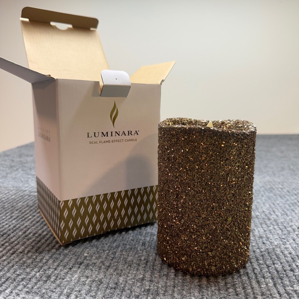 Luminara LED Flame Effect Candle 5in Chocolate Glitter Remote Battery Flameless
